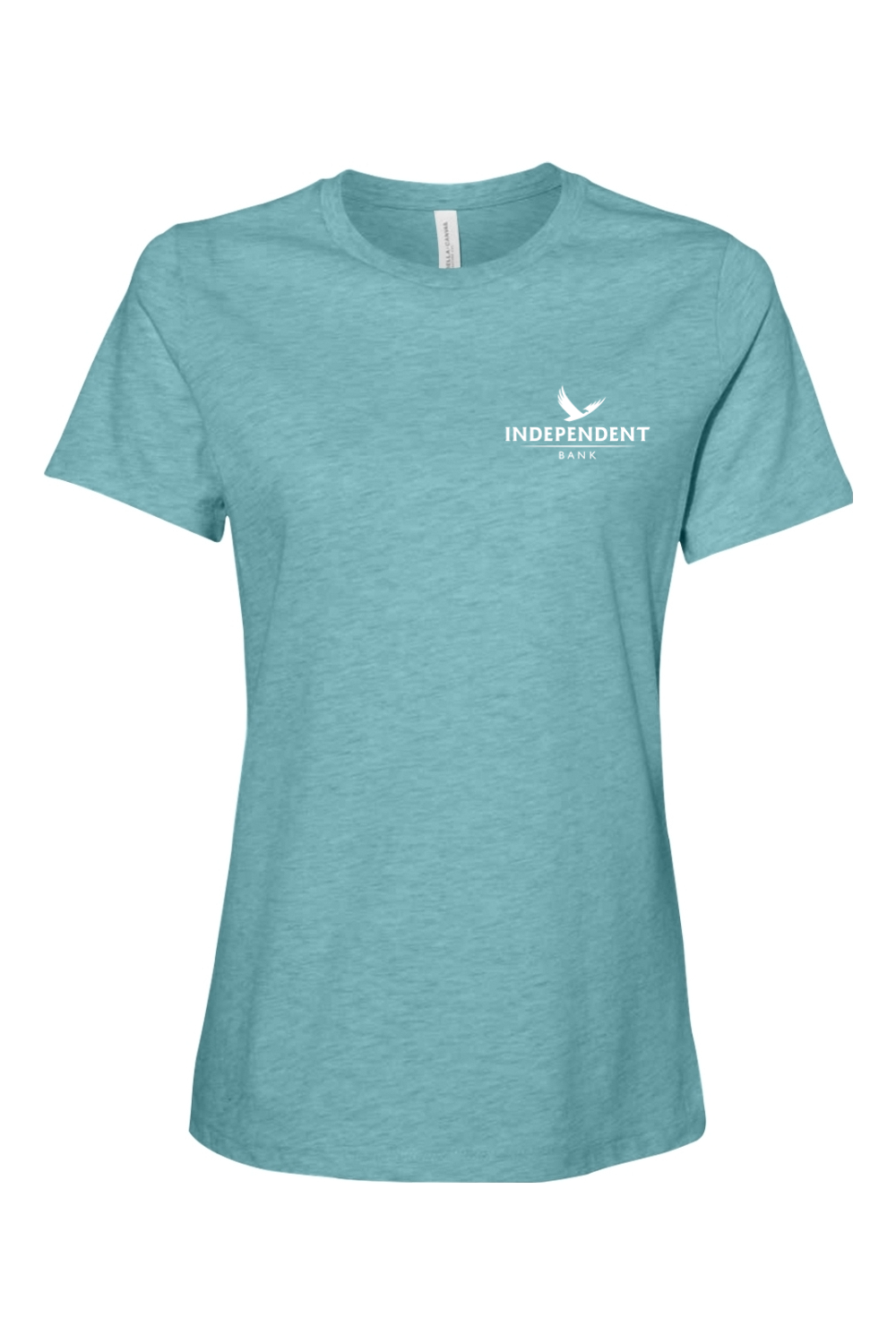 Bella + Canvas Women’s Relaxed Fit Heather CVC Tee Left Chest
