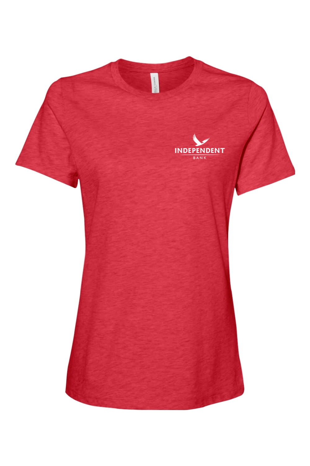 Bella + Canvas Women’s Relaxed Fit Heather CVC Tee Left Chest